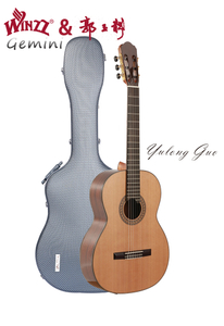 Guitarra clássica feita à mão de cedro maciço Yulong Guo Guitarra de marca conjunta com caixa em ABS (WGC2022C)