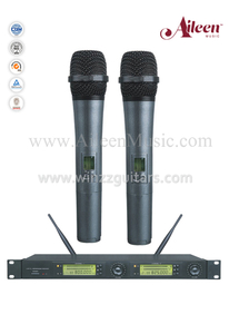 Microfone sem fio com receptor duplo FM UHF profissional (AL-327UM)