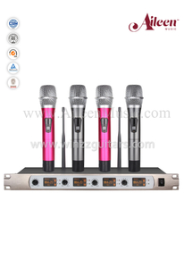 Microfone sem fio com receptor de quatro canais FM UHF MIC portátil (AL-SE2014)
