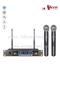 Microfone sem fio de mão com receptor duplo canal fixo FM UHF MIC (AL-SE868)