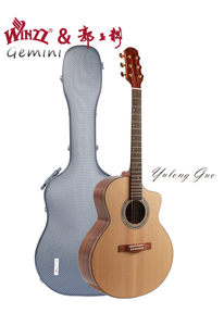 Guitarra acústica Sitka sólida em forma de corte Yulong Guo com caixa de guitarra (WGA2022SC)
