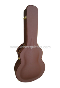Estojo de guitarra jumbo de madeira 42' exterior em couro (CJG420)