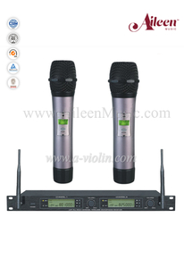 Preço de atacado com receptor duplo FM UHF MIC Microfone sem fio (AL-2200UM)